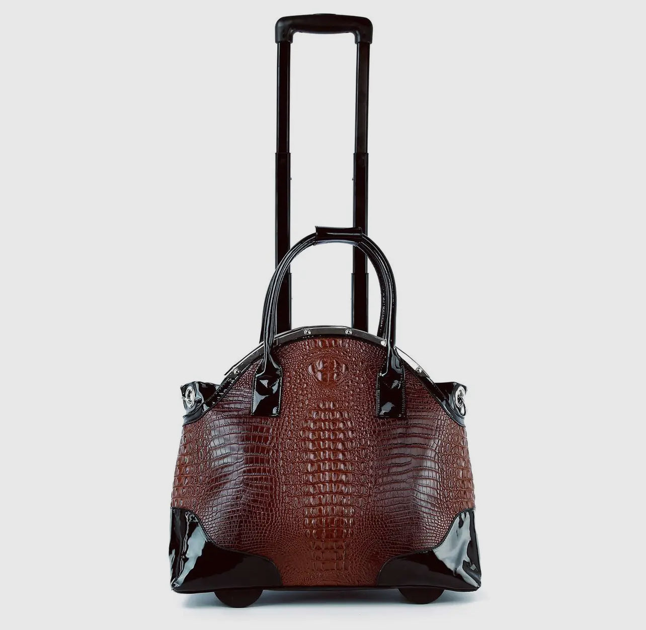 Wheeled Carry Chocolate Brown Croc Travel Bag