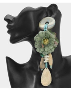 Oversized Bold Floral Resin Drop Statement Earrings