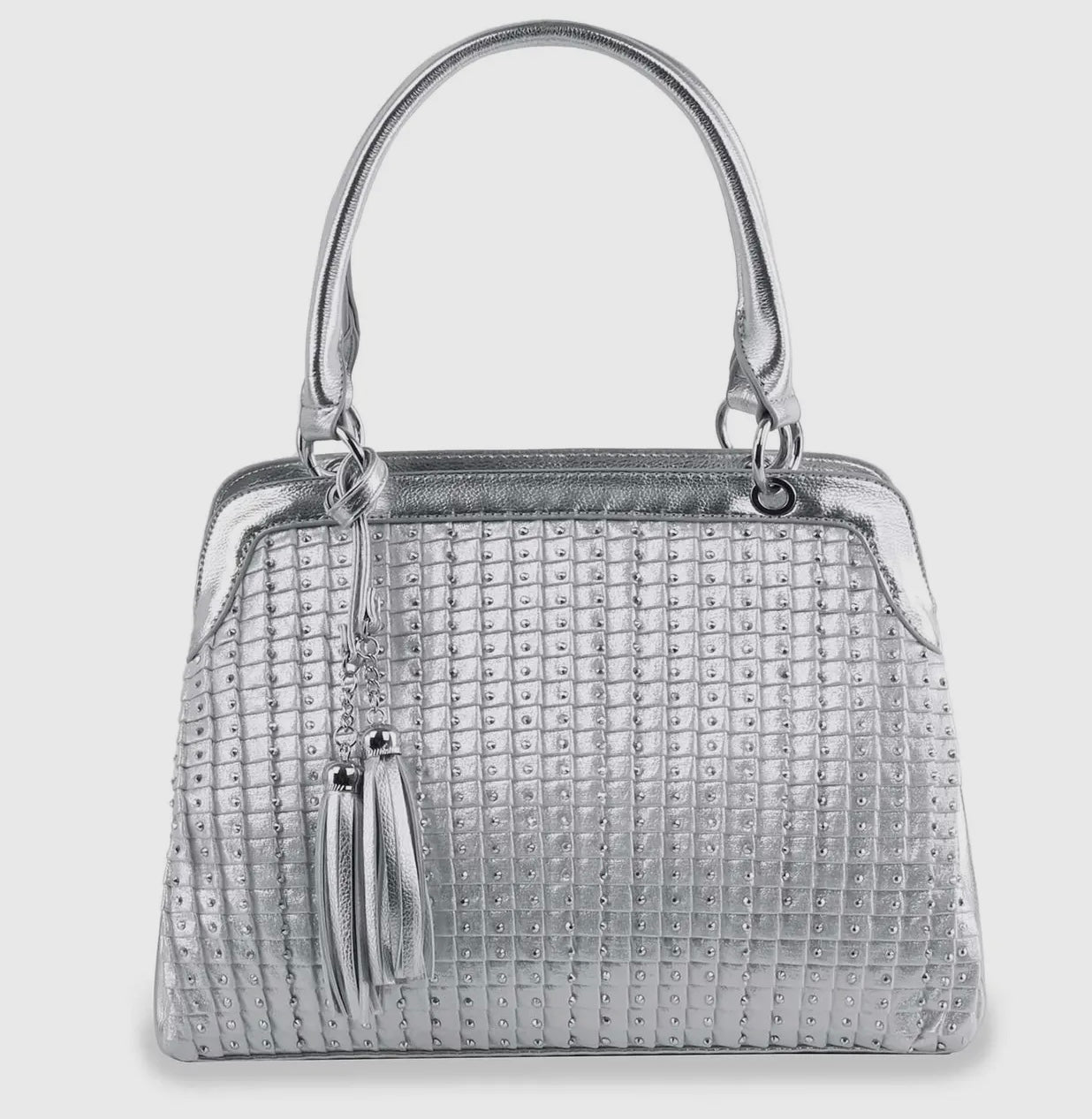 Silver Rhinestone Tote Bag