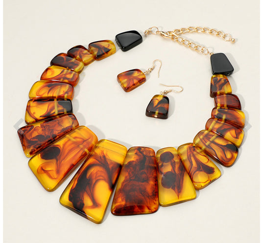 Geometric Celluloid Acetate Bold Statement Necklace