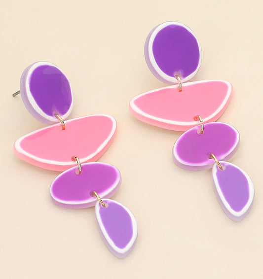 Resin Pebble Link Dangle Earrings