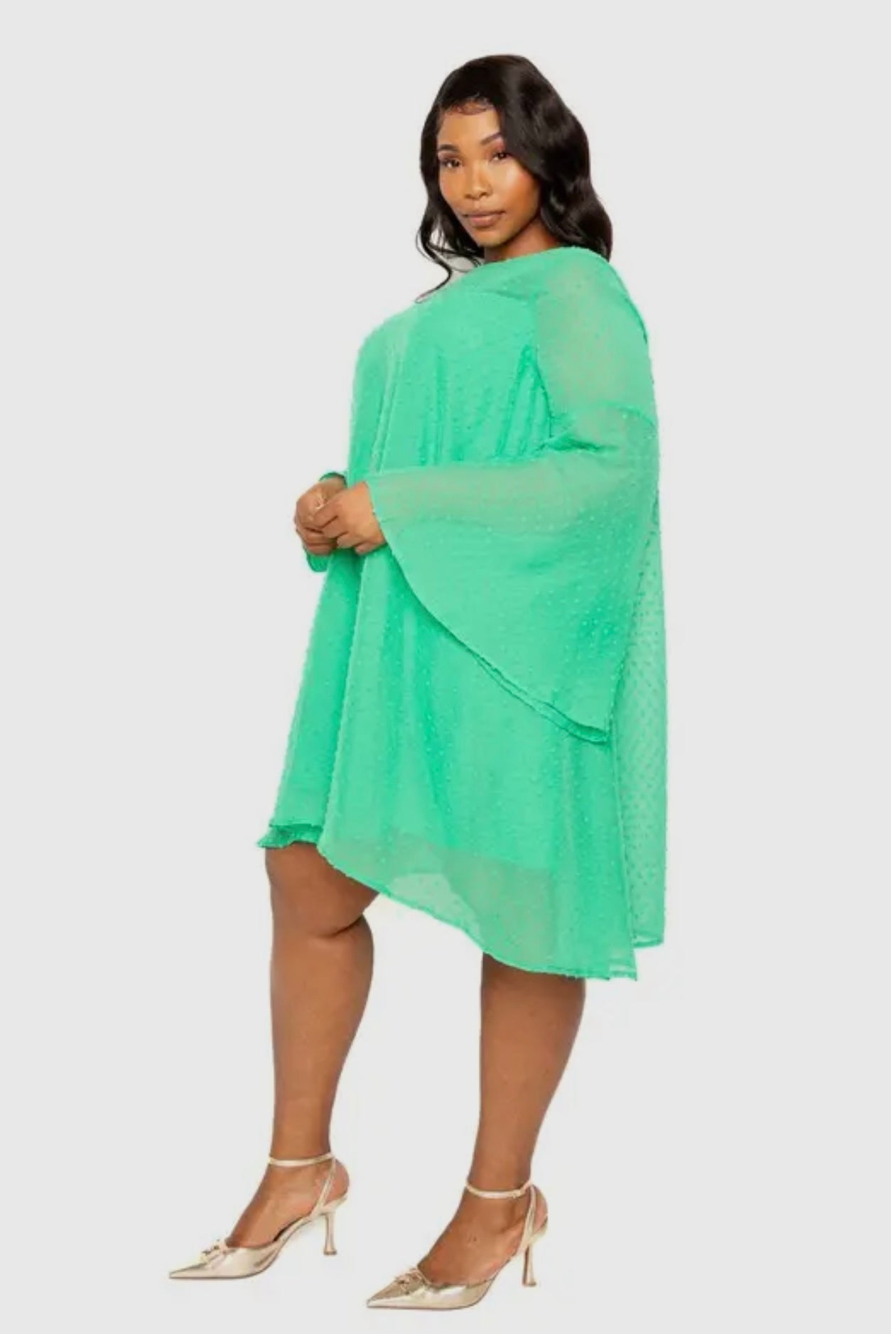 POLKA DOT BELL SLEEVE SHIFT DRESS