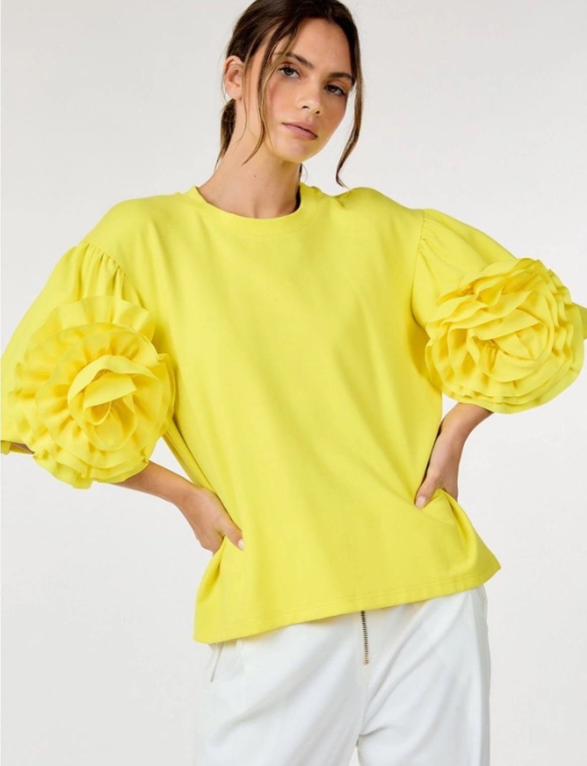 Lemon Detail Puff Sleeve Top