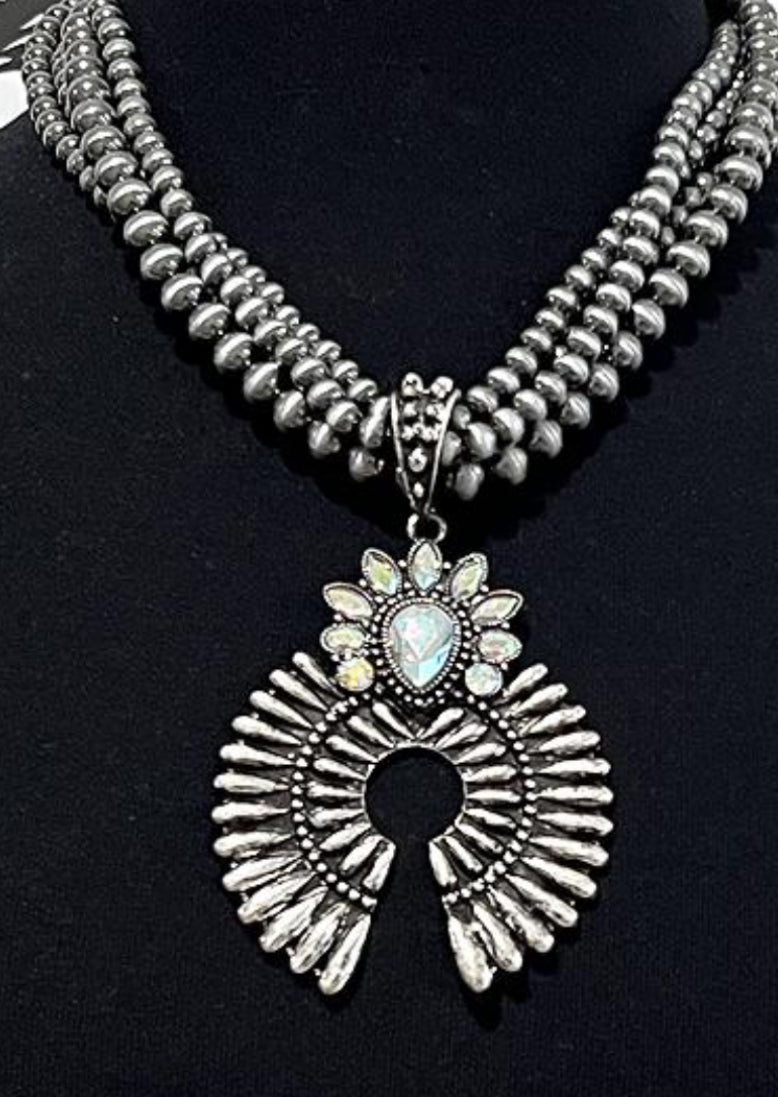 Squash Blossom Studded Pendant Necklace