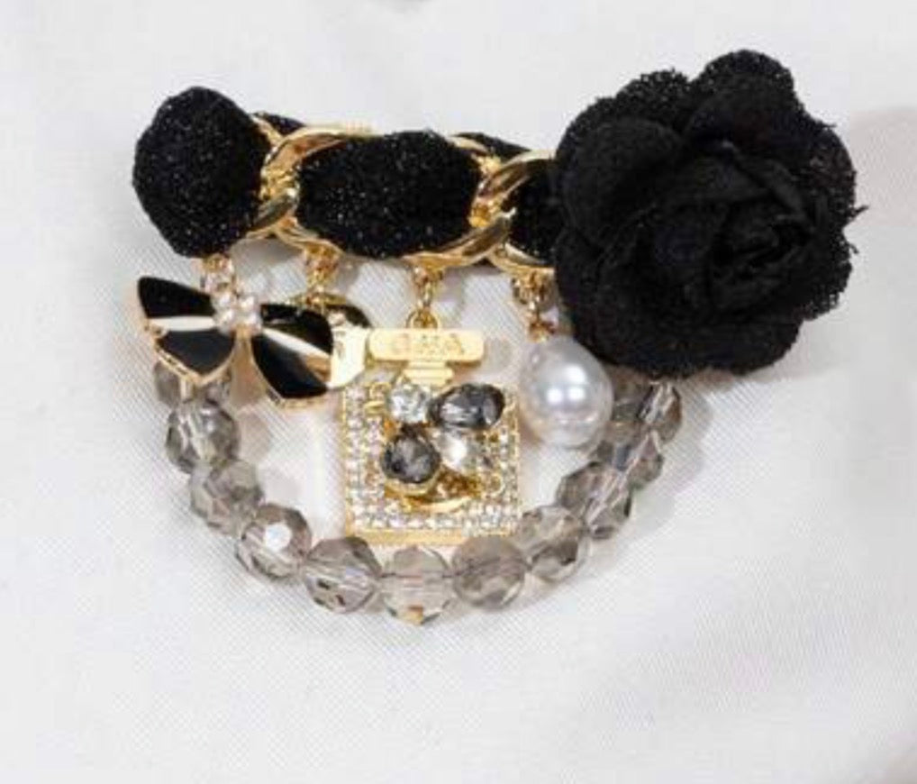 Floral Brooch Design, Sparkling Crystal Chain Tassel Pendant