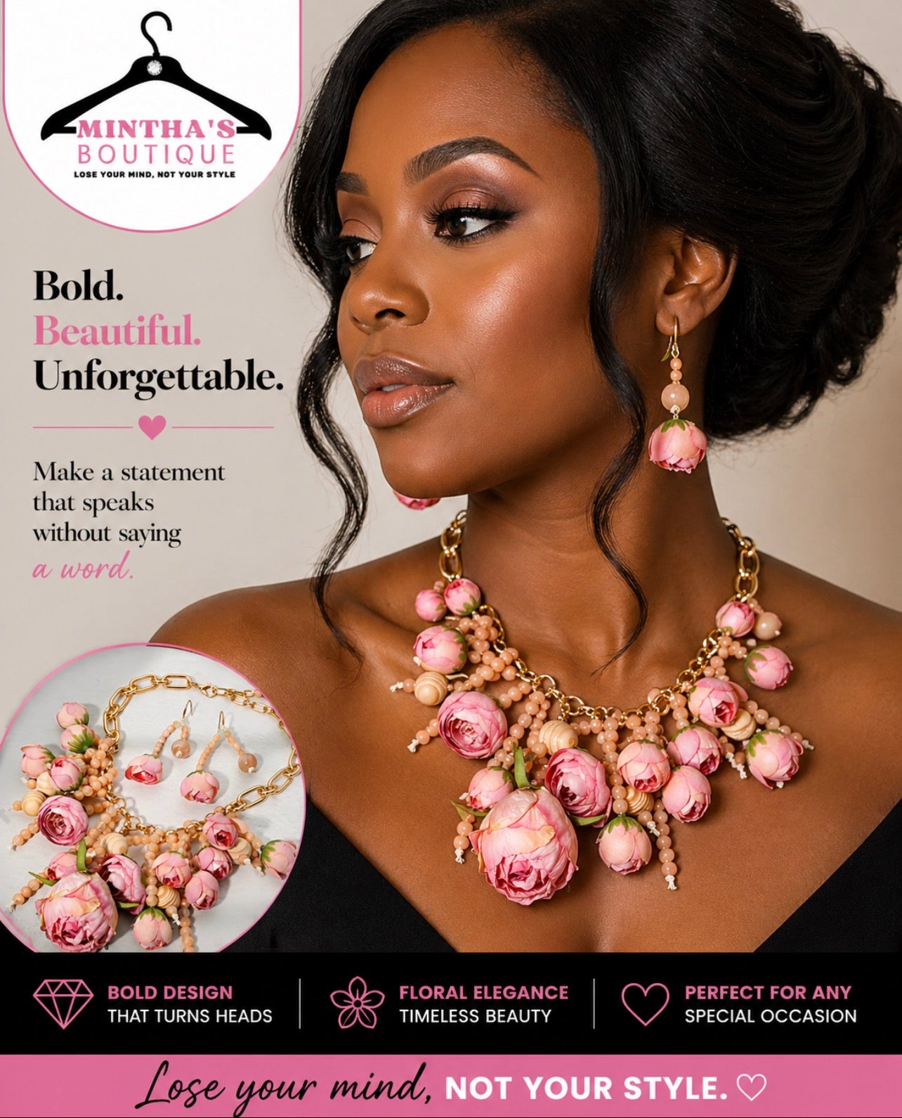 BOHO Bold Chunky Floral Statement Necklace