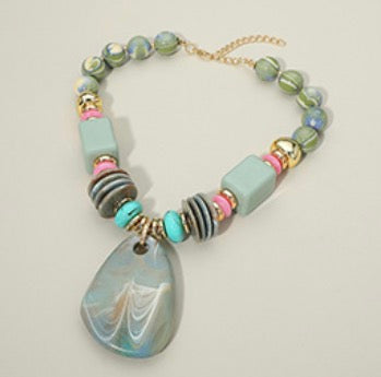Bold Resin Beaded Statement Necklace
