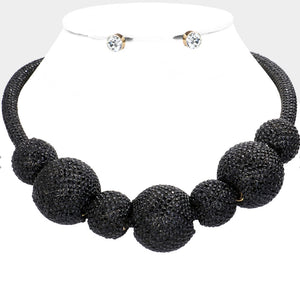 Black Bling Ball Statement Necklace