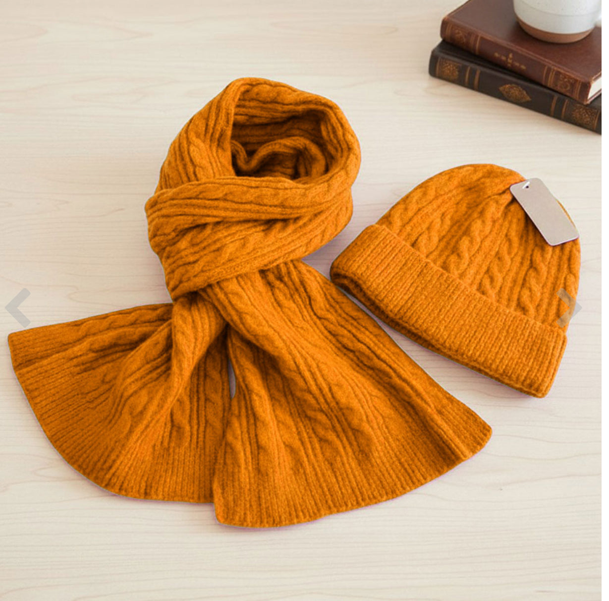 2PCS - Cable Knit Winter Scarf Beanie Hat Set