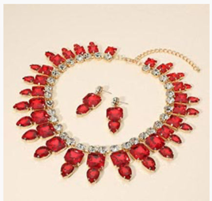 Red Multi Stone Cluster Necklace