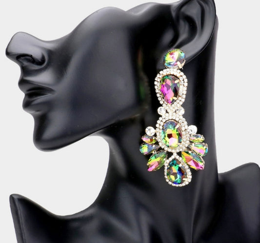 Crystal Rhinestone Pave Drop Evening Earrings