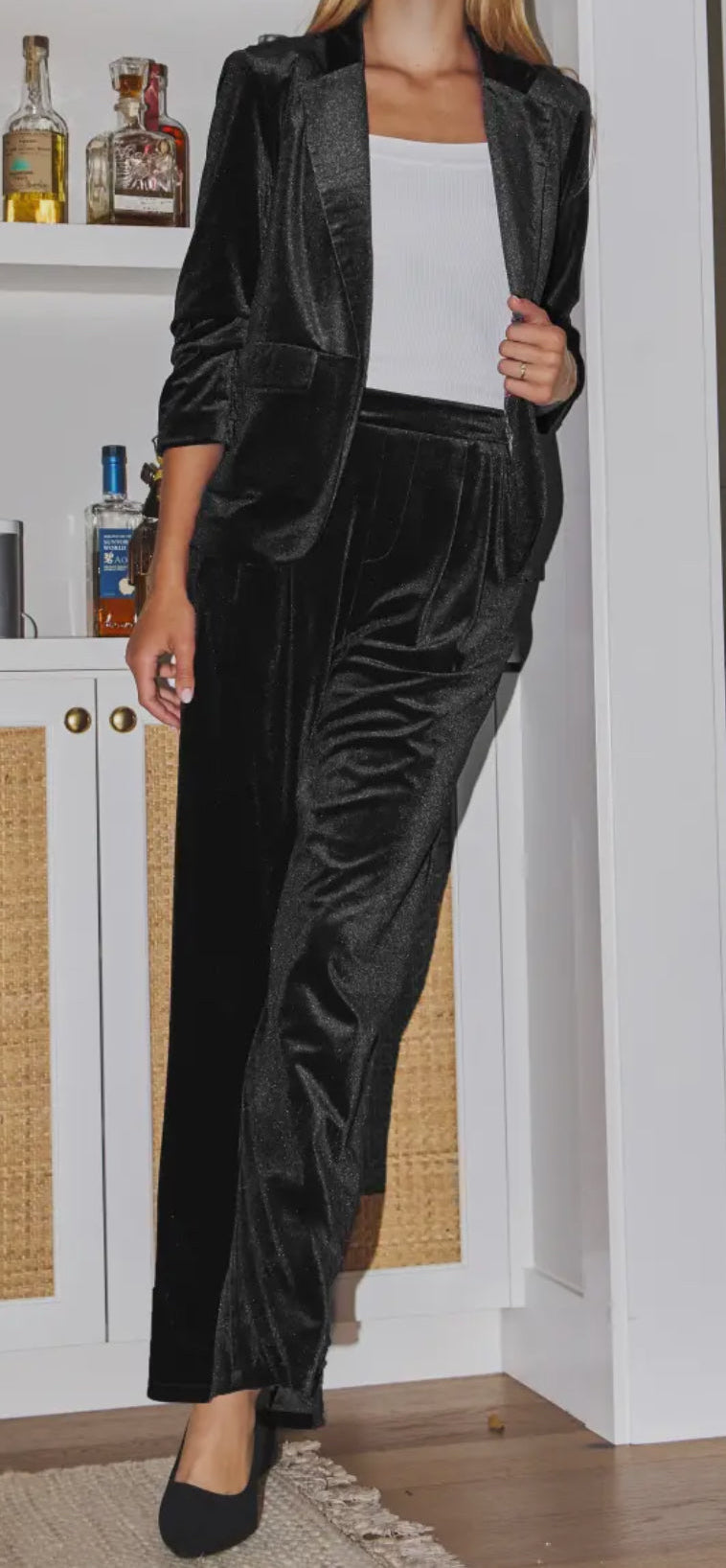 Black Velour Pant Set