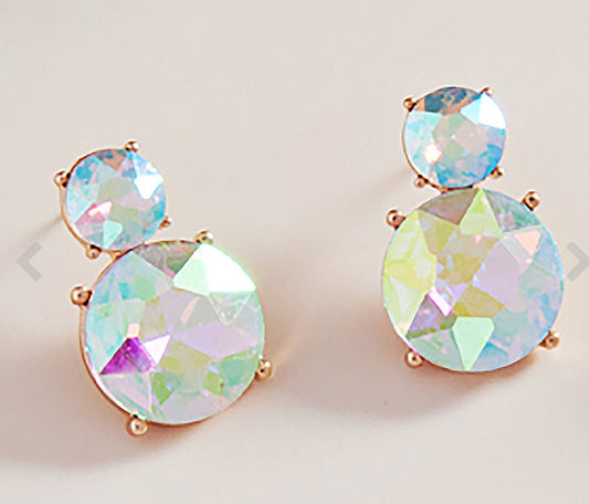 Double Round Crystal Stone Earrings