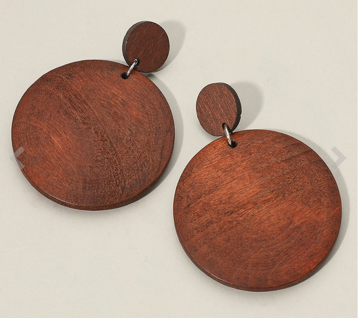 Wooden Round Drop Dangle Earrings