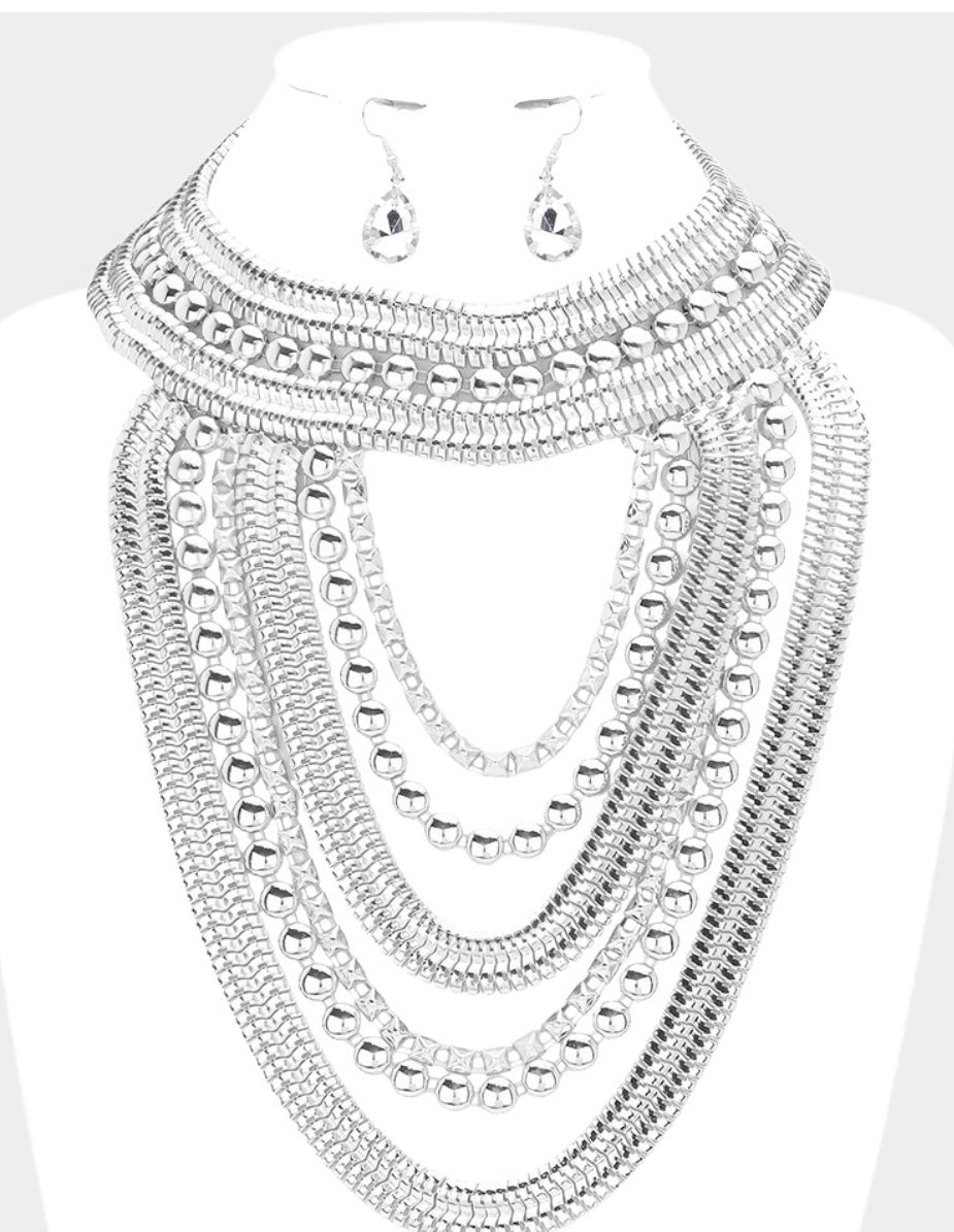 Draped Metal Statement Necklace