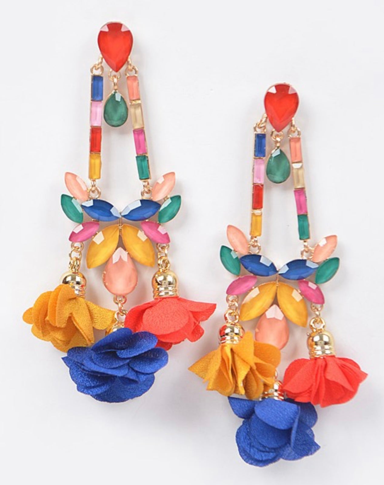 Multi Rhinestone Party Drop Earrings