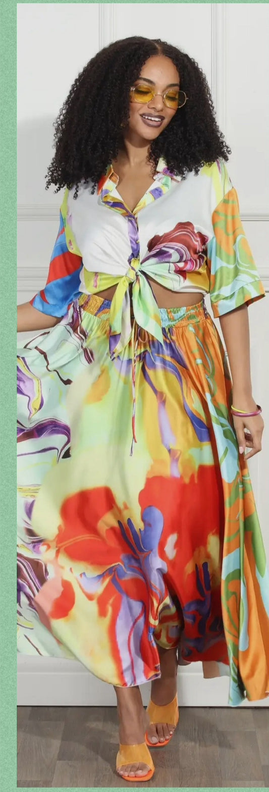 Luxury Multi Color 2pc Skirt Set