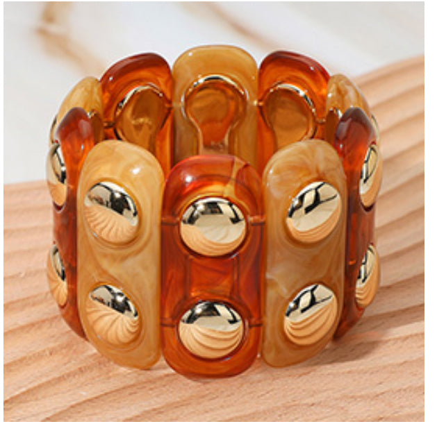 Color-Block Acrylic Stretch Cord Bracelet