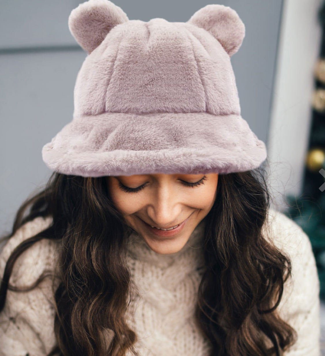 Faux Fur Bear Ear Bucket Hat