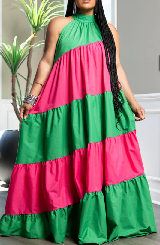 Leave It To Me Pink& Green Maxi