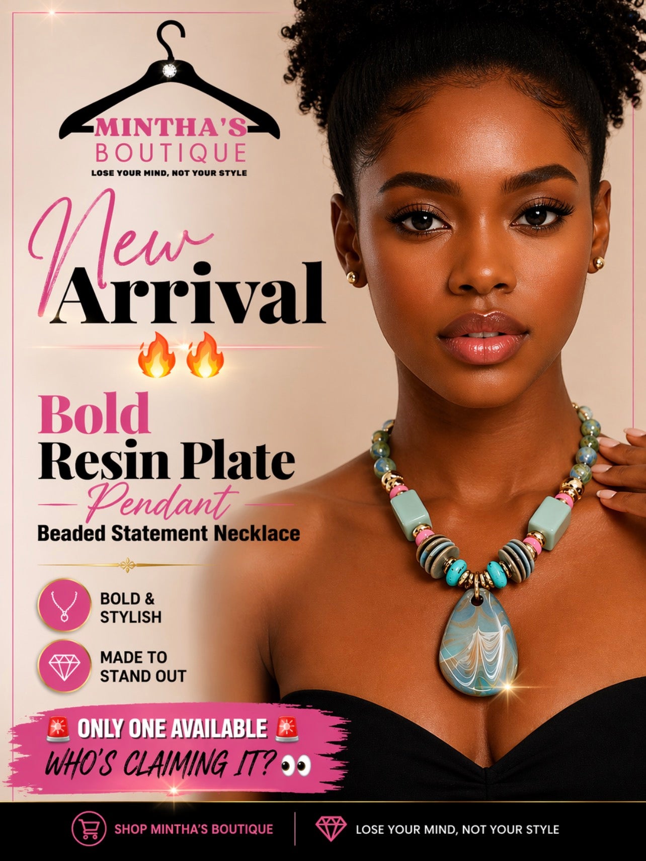 Bold Resin Beaded Statement Necklace