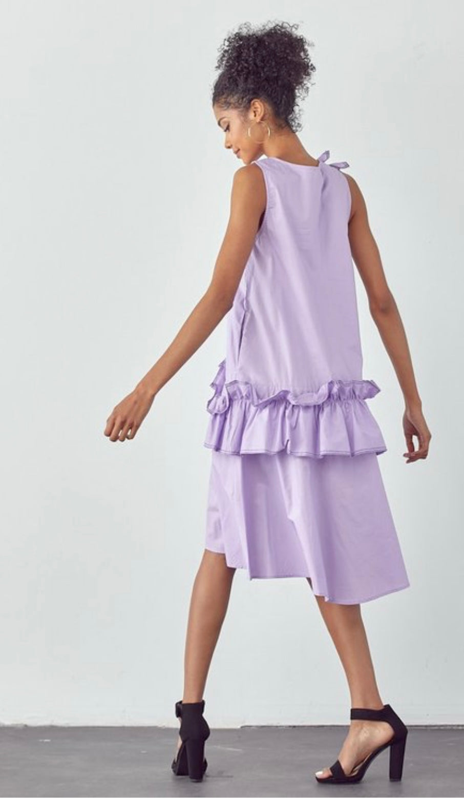 Vanna A-Line Dress with Ruffles_ Lavender Purple