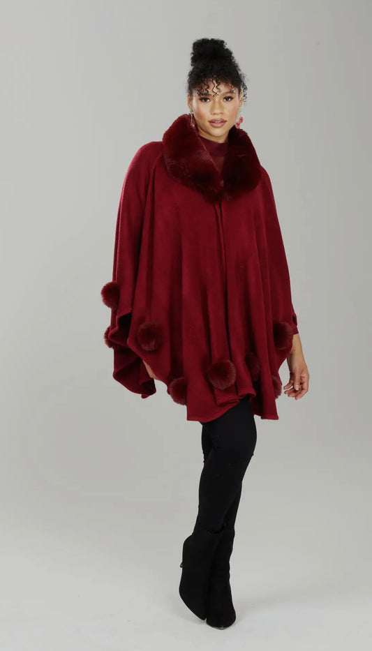 Ruby Red Faux Fur Cape_Burgundy