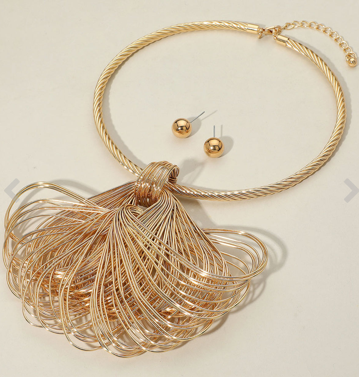 Metal Wire Sculptural Statement Necklace