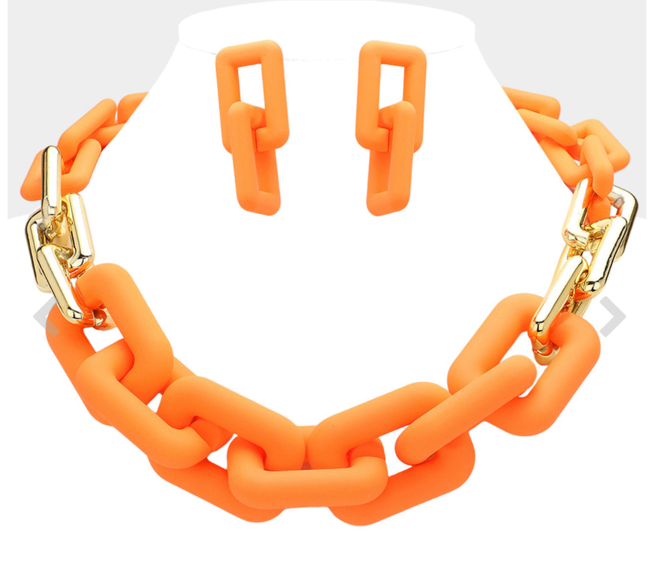 Orage Open Rectangle Link Necklace Set