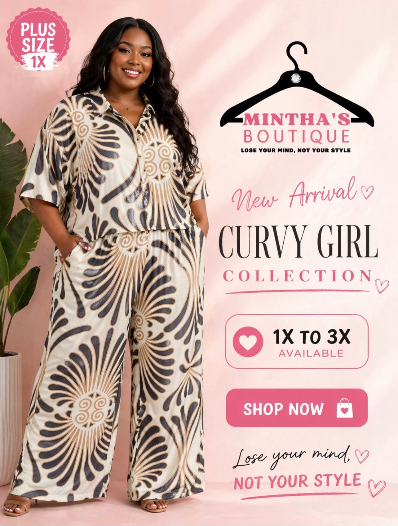 Bold Print Tropical Vibe 2pc Pant Set