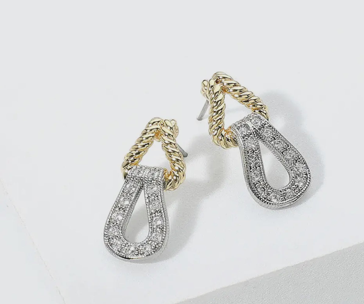 14KT Plated Two Toned Mini Doorknocker Earrings