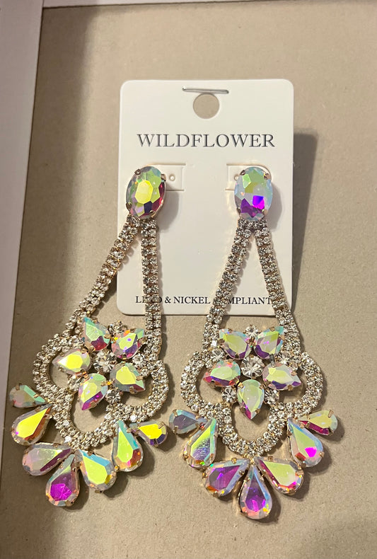 Silver AB Crystal Earrings