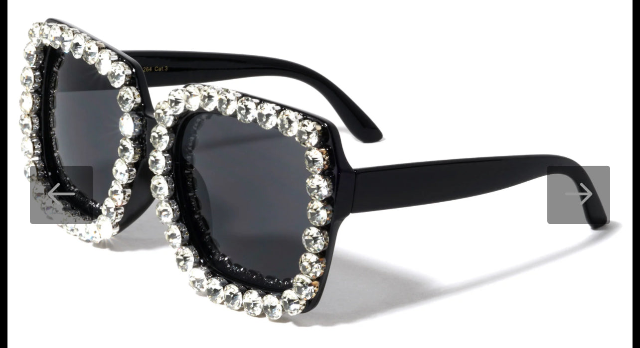 Oversized Sassy Rhinestones Glasses