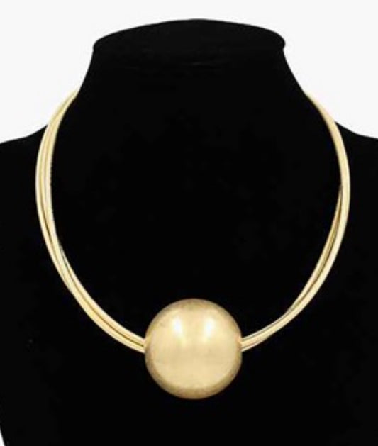 Chunky Brushed Metal Ball Necklace