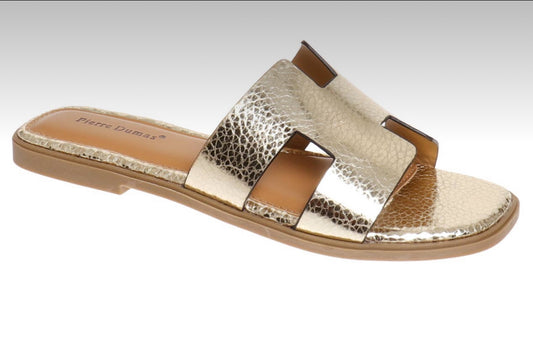 EMPRESS GOLD METALLIC SLIP ON SANDALS