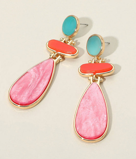 Abstract Glittered Resin Dangle Earrings