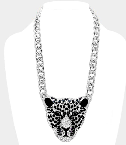 Crystal Metal Leopard Necklace