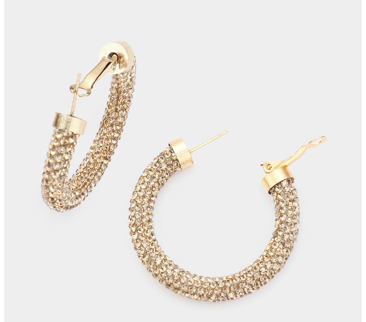 Rhinestone Pave Hoop Earrings