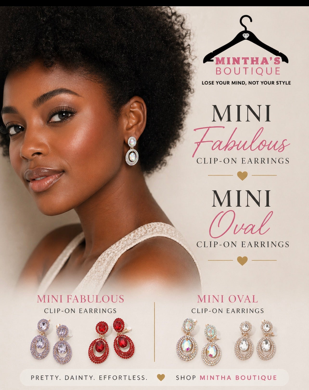 Oval Halo Drop Clip On Earrings