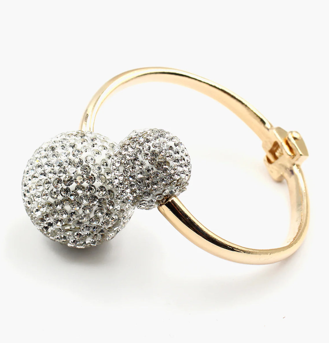 Adjustable Rhinestone Ball Open Spiral Hinge Bracelet