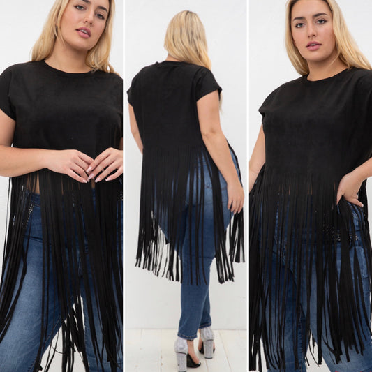 Exclusive Suede Fringe Top