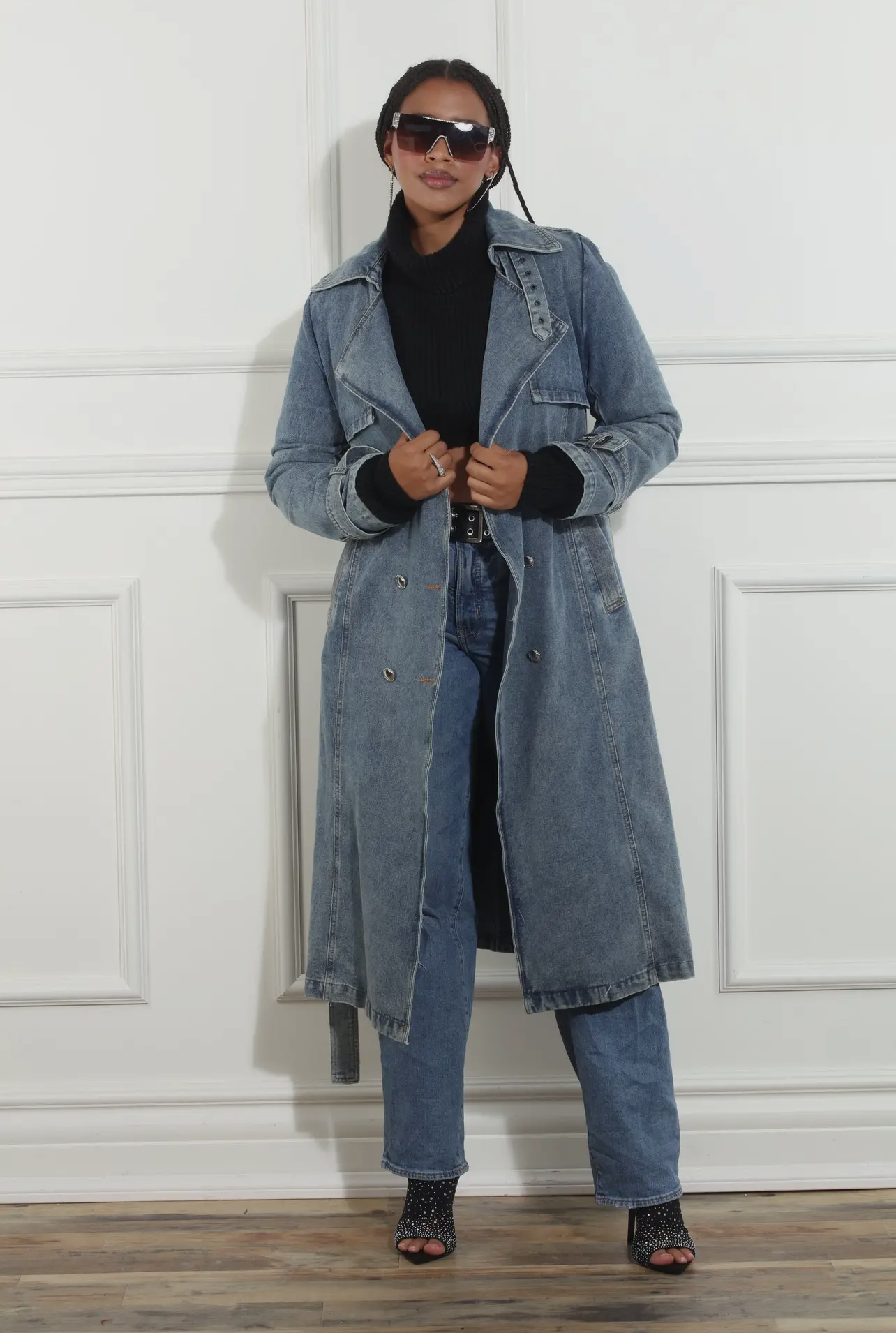 Luxe Denim Maxi Jacket