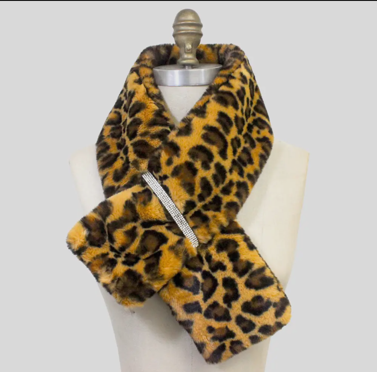Faux Fur Bling Pull Through Scarf