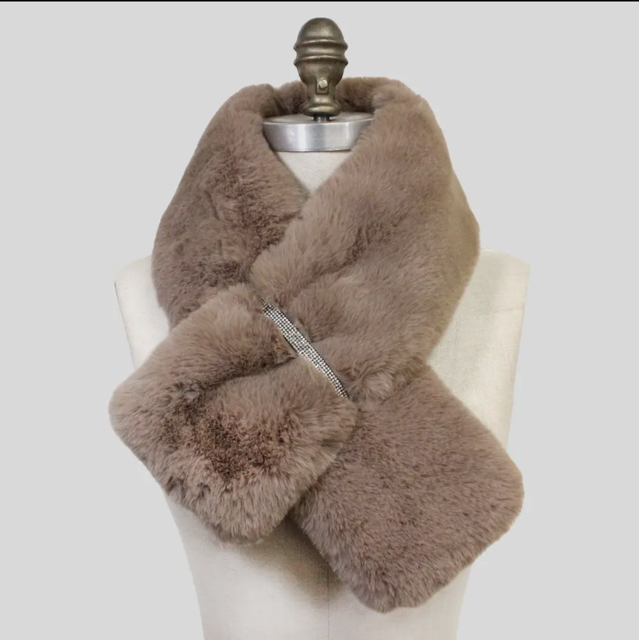 Faux Fur Bling Pull Through Scarf