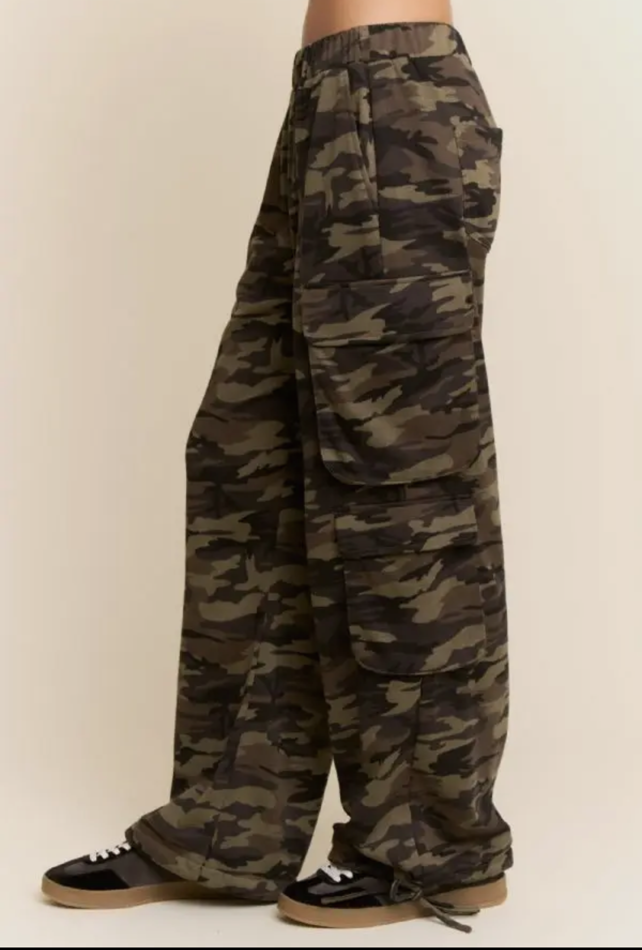 Camo French Terry Cloth Cargo Pocket Pants