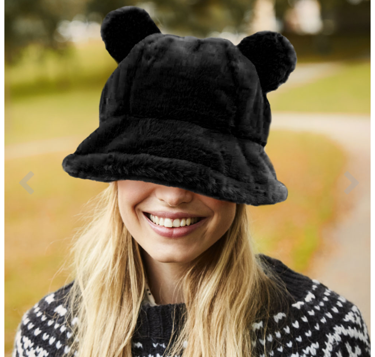 Faux Fur Bear Ear Bucket Hat
