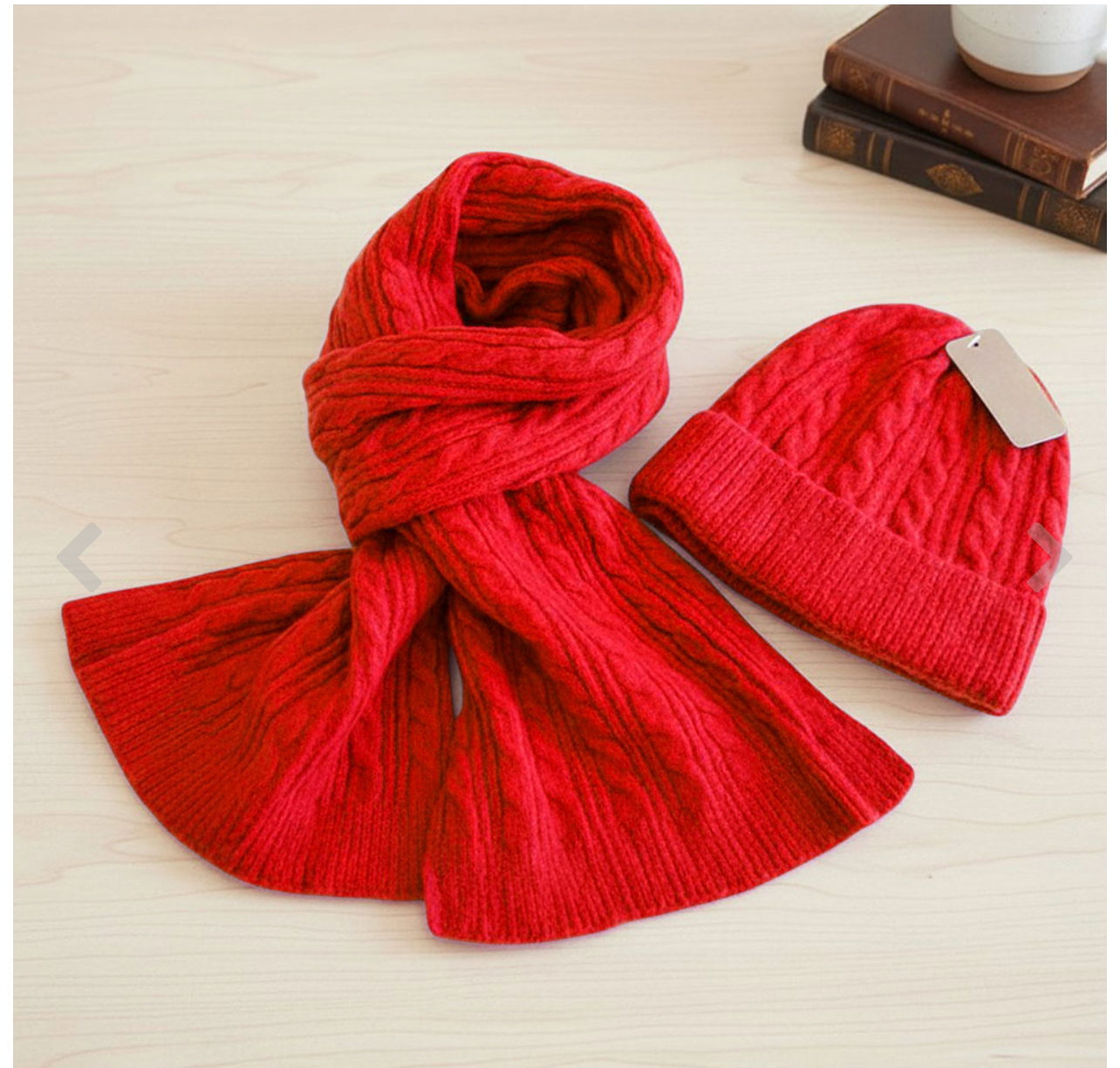 2PCS - Cable Knit Winter Scarf Beanie Hat Set