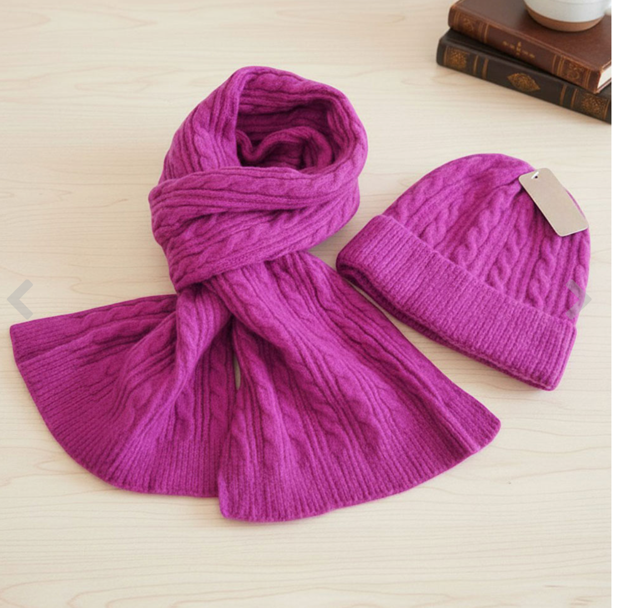 2PCS - Cable Knit Winter Scarf Beanie Hat Set