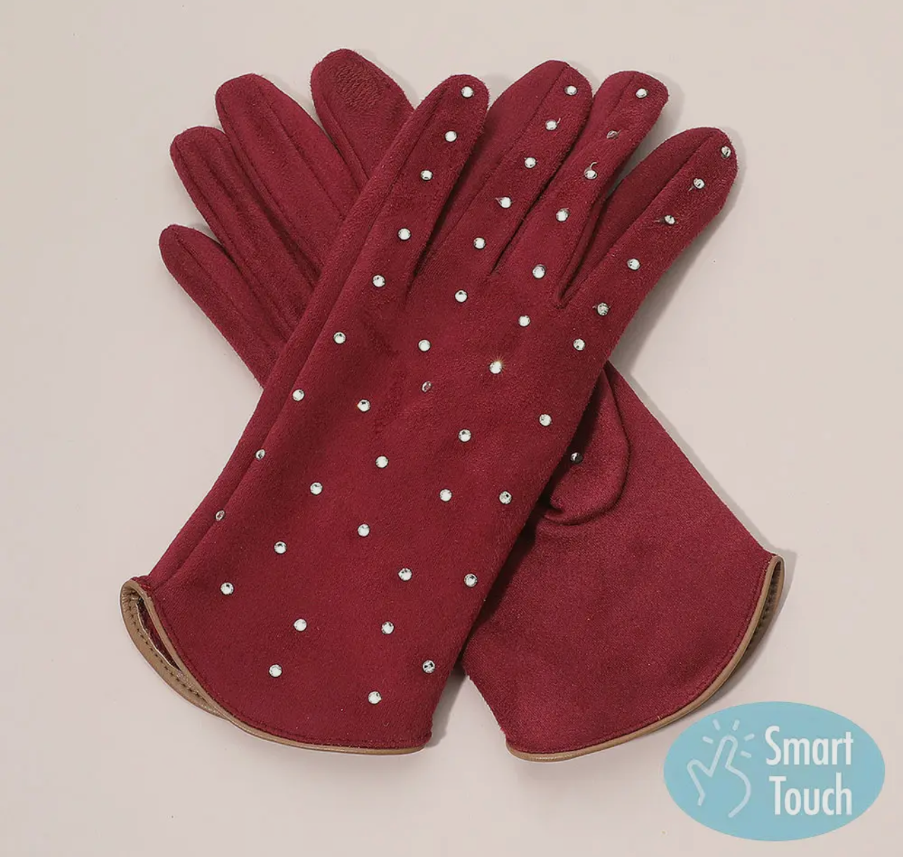 Rhinestone Embellished Smart Touch Winter Gloves