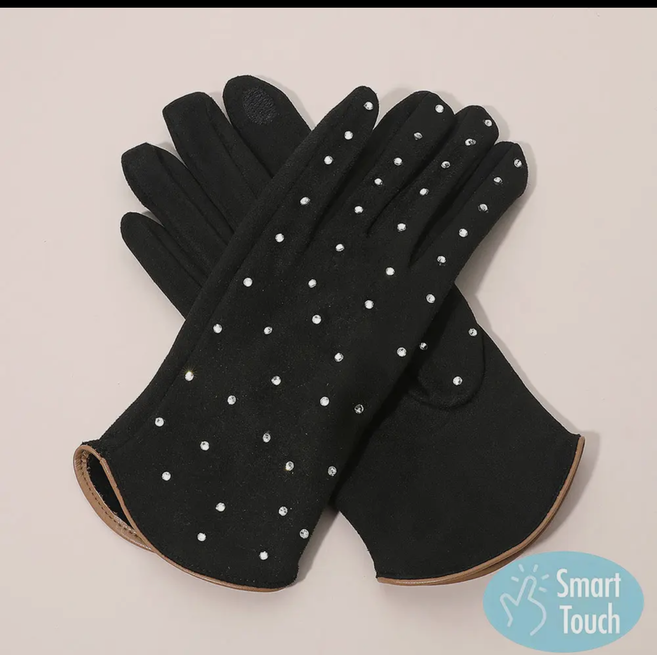 Rhinestone Embellished Smart Touch Winter Gloves